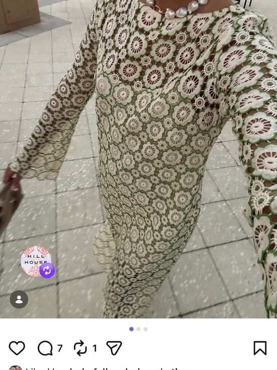 Hill House Eliza Crochet Dress Green Dahlia Small